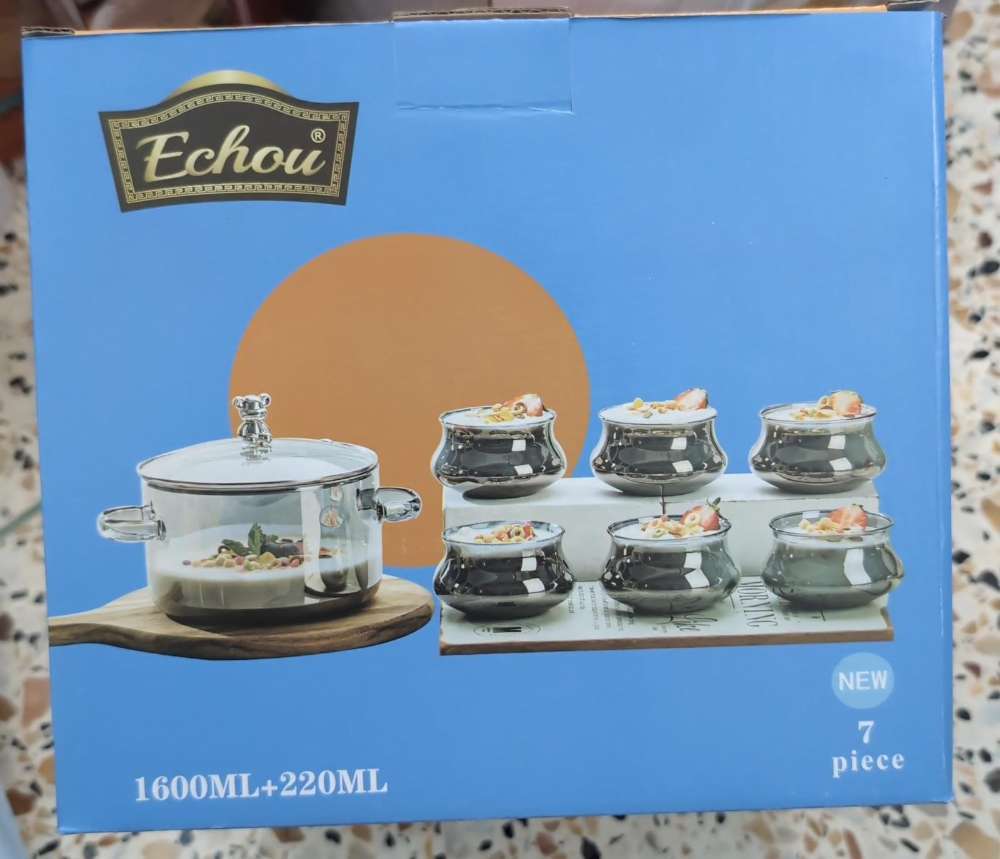 ECHOU BLACK 7PCS BOWL 1600ML/ 220ML
