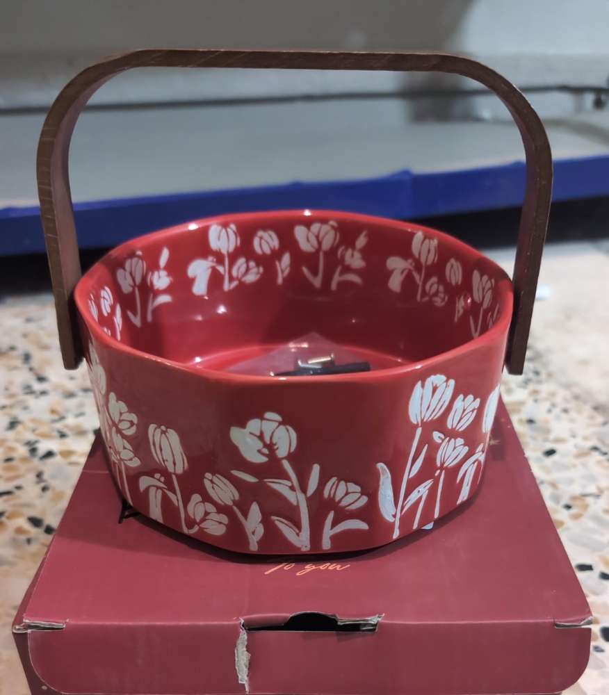 CERAMIC FLOWER BASKET EH 13 PRINTED RED
