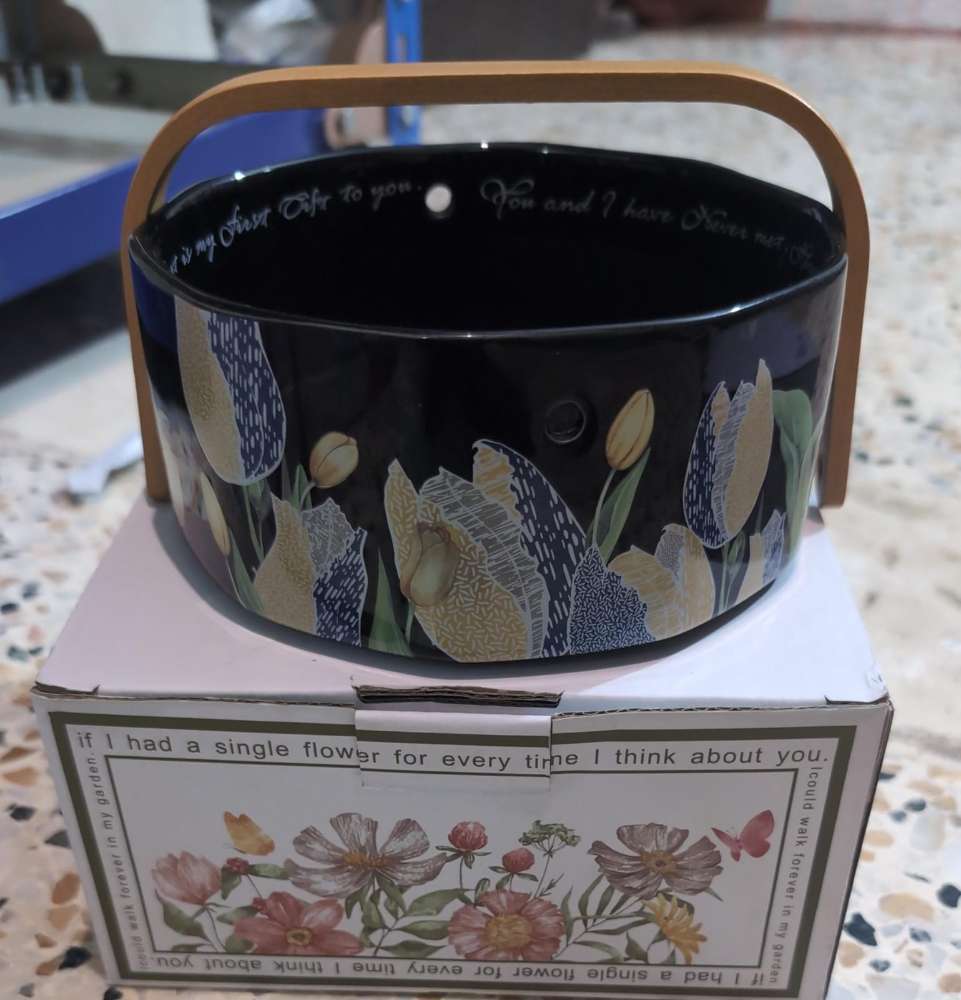 CERAMIC BASKET EH 12 PRINTED BLACK