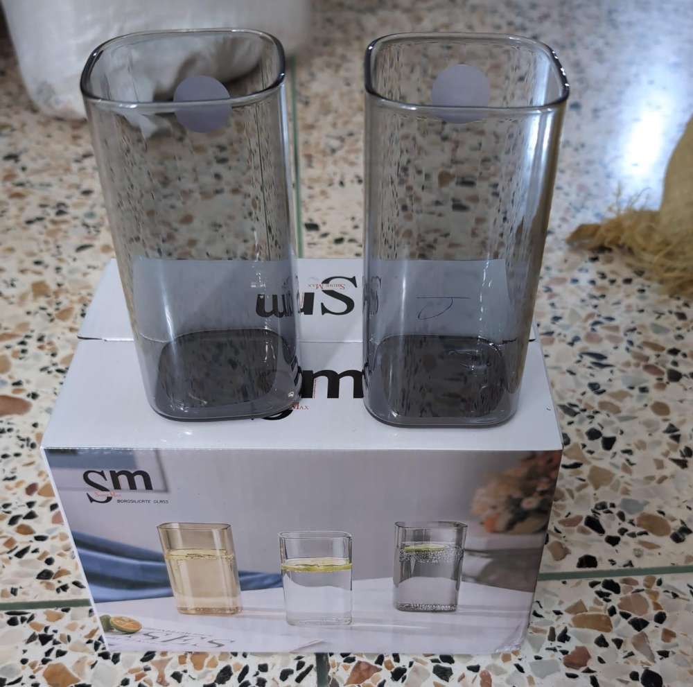 SM 6 PCS SQUARE GLASS BLACK