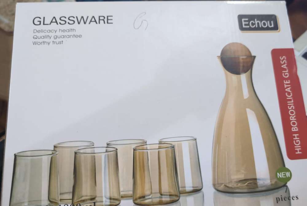 ECHOU GLASSWERE JUG SET 7 PCS GOLDEN
