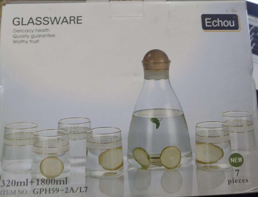 ECHOU GLASSWERE JUG SET 7 PCS SMOCK BLACK