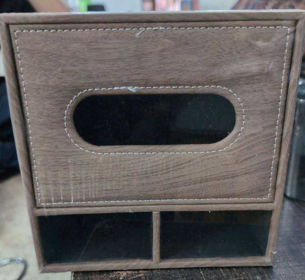 LEATHER DESIGN WOODEN TISSUE BOX