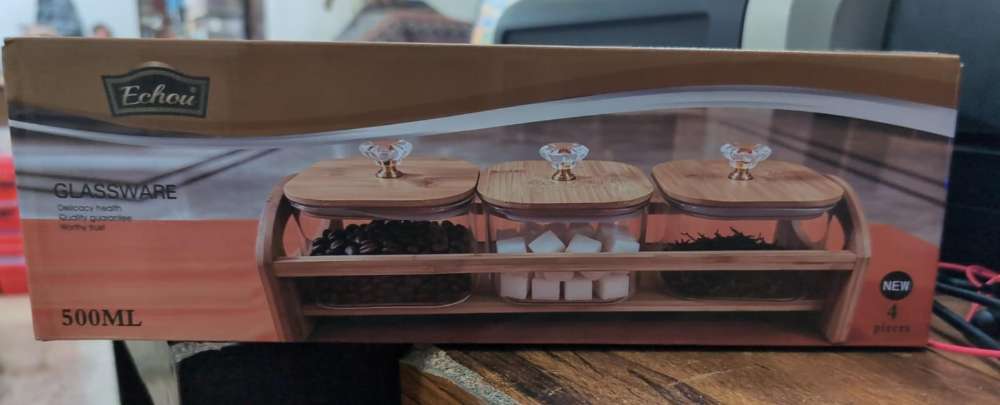 ECHOU 4 PCS JAR SET WITH TRAY